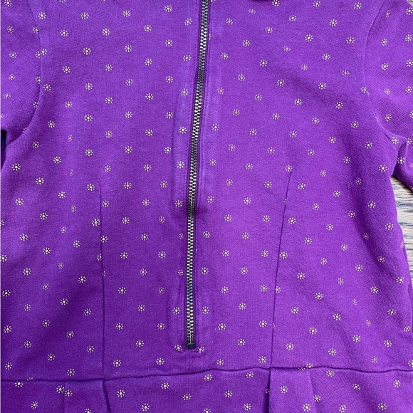Tea Collection Girls Violet French Terry Floral Print Zippered Dress Size 5 - Picture 14 of 16